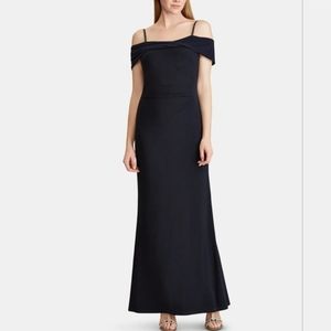 RALPH LAUREN Womens Navy Spaghetti Strap Square Neck Maxi Evening Sheath Dress 2